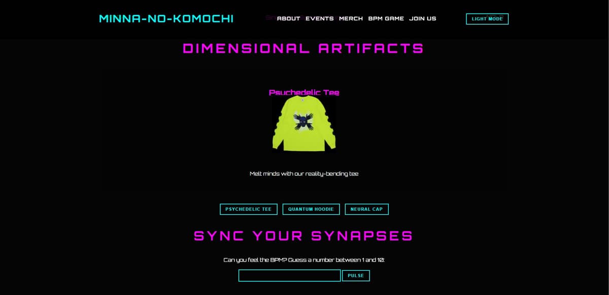Merchandise store section of Minna-No-Kimochi website