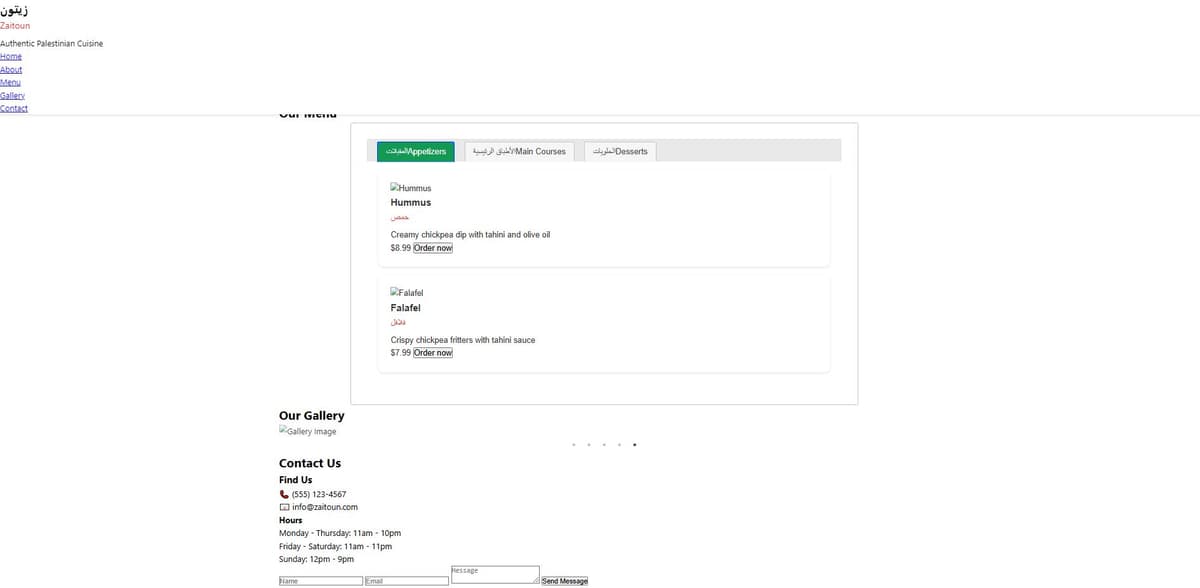 CSS styling code for Zaitoun website